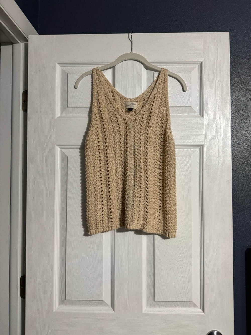 Universal Thread Cream Crochet Knit V-Neck Tank